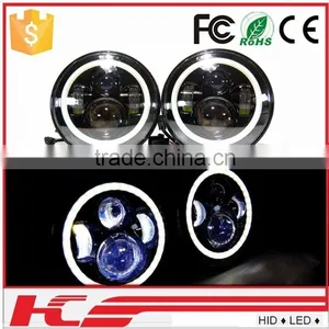 LED Headlights With Angle Eyes For Jeep Wrangler thumbnail-1