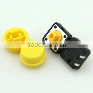 F0361 12*12*12mm Tact Switch / Plastic Tactile Switch/ Mini Touch Button Switch Round Cap Yellow thumbnail-1