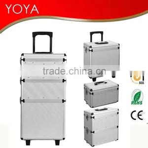 Premium Quality Silver Professional Cosmetic Trolley Case Hairdressing Makeup Beauty Vanity Storage Box thumbnail-1