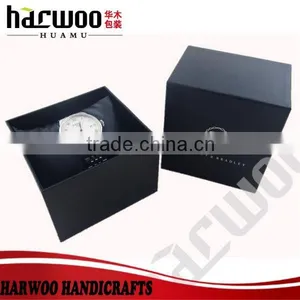 Wholesale Wood Leather Craft Black Luxury Present Packaging Custom Gift Box thumbnail-3