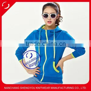 OEM High Quality Custom China Women Blank Zip up Hoodies thumbnail-1
