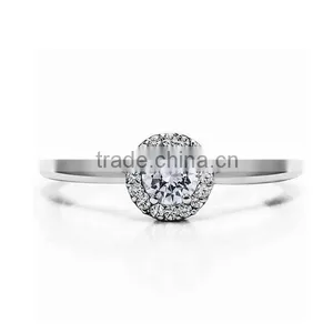 Sterling Silver Perfect Round Zircon Promise Rings thumbnail-1