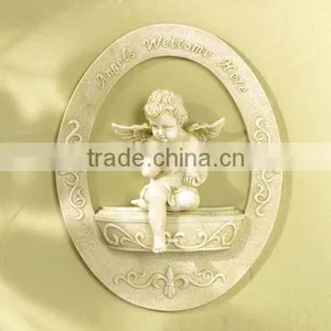 Polyresin Cherub Welcome Plaque thumbnail-1