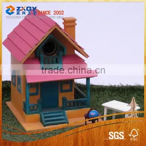 Decorative Garden Bird House, Miniature Wood Crafts House thumbnail-1