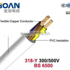 318-Y Electric Wire 300/500v Flexible Cu/PVC/PVC BS 6500 thumbnail-1