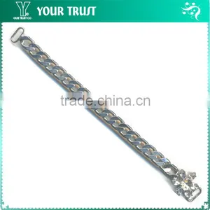 Fashion Black V Shape Acrylic Stone Connector Rhodium Metal Belt Buckle thumbnail-6