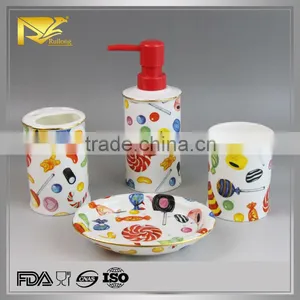2015 New Product Ceramic Manufacturer China Bathroom Accessory, Kids Bathroom Accessory Sets, Red Bathroom Accessories Sets thumbnail-1