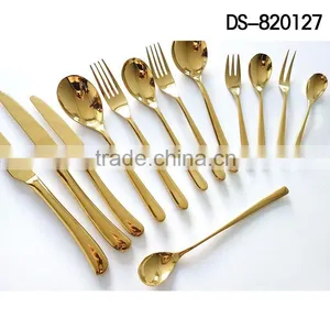 New Design Gold Plated 410 Material With Cloth Wheel Light Cutlery Set thumbnail-5
