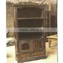 Book Shelves 2 Pillar Doors Blue Wash thumbnail-1