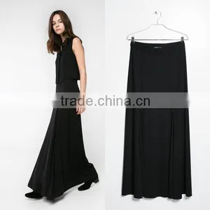Fashion Black Long Skirt Latest Design Stretch Woman Long Gypsy Skirts thumbnail-1