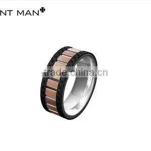 Wholesales Titanium Rings Black Plating Wedding Band Mens Carbon Fiber Titanium Ring Band thumbnail-2