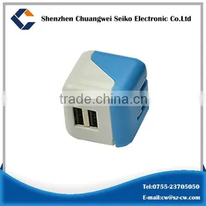 Eu And Usa Plug Colorful Mobile Phone 5v 2.1a Dual Usb Wall Charger thumbnail-1
