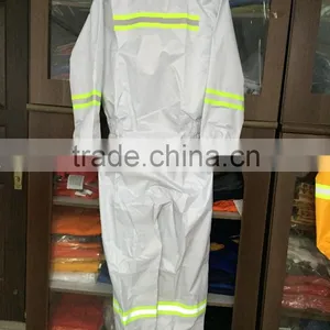White Coverall With Reflective Tapes 200D Oxford/PVC Coating thumbnail-1