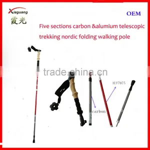 Carbon Fiber&alumium Telescopic Trekking Nordic Folding Walking Pole thumbnail-1