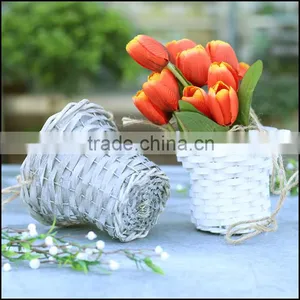 Grey Wash Woodchip Basket With Rope Handle thumbnail-5
