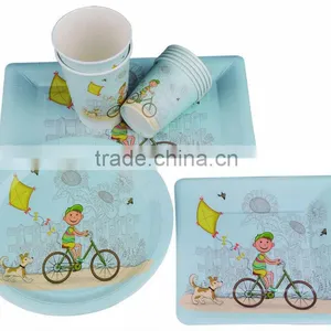 10" 400gsm Opp Lamination Peach Paper Napkins and Plates Set thumbnail-1