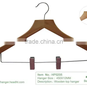 Our HEAD Flat Wooden Suit Hangers Have a Chrome Swivel Hook and a Chrome Bar With Adjustable, Non-staining Clips for Hanging Set thumbnail-1