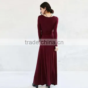 Plain Black Long Sleeve Tunic Skirt Deep v Sexy Slim Fit Elegant Long Evening Dress thumbnail-3