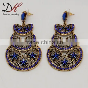 Women's Vintage Bronze Bohemian Boho Style Big Hollow Round Drop/Dangle Earrings thumbnail-2