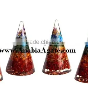 Chakra Orgone Cone:Wholesale Healing Orgone : Chakra Layered Orgone Cone thumbnail-1