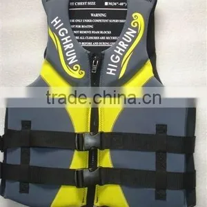 Adult Neoprene EPE Foam With YKK Zipper Gray and Yellow Life Vest thumbnail-1