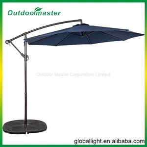 Outdoor Navy Blue 10ft Metal Banana Umbrella With Crank thumbnail-1