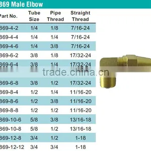 869 Male Elbow,Air Brake Fittings for Copper Tube, Brass Valve thumbnail-5