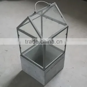 Stone Planter /sheet Metal and Glass Greenhouse thumbnail-1