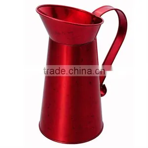 ROUND JUG LARGE TRANSPARENT RED Garden Galvanized Pitcher Garden Pots Home Pots Pitcher Milk Jug thumbnail-1
