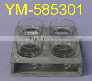 Good Selling Garden Product Wooden Flower Pot and Wooden Candle Holder,with Glass. thumbnail-2