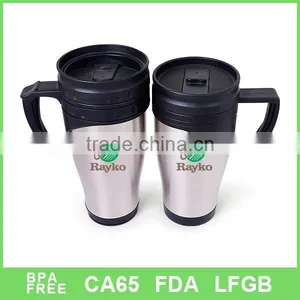 Double Wall Stainless Steel Travel Car Mug With Handle thumbnail-1