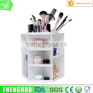 Rotation Hexagon Make-up Tools Plastic Storage Box Organizer Cosmetic Case thumbnail-1