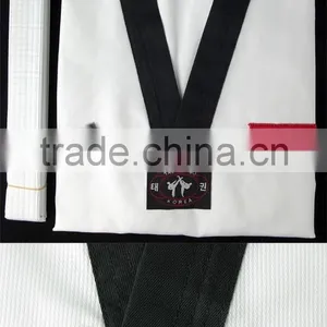 Customized Logo Embroidery Factory Lowest Price Good Quality 3 Black Bars Unisex Taekwondo Uniform thumbnail-1