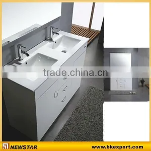 Newstar Modern White Lacquer Double Bowls Bathroom Cabinet Vanity thumbnail-1