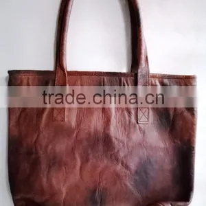 High Quality Classic Design Handmade Vintage Genuine Goat Leather Handbag thumbnail-1