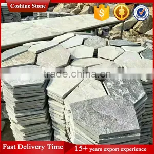 Cheap Irregular Slate Landscaping Stone Paving on Mesh thumbnail-1