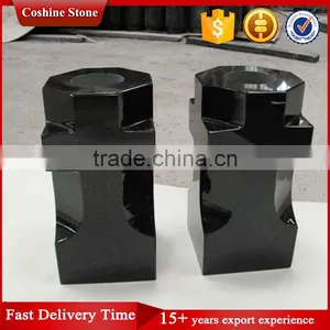 Shanxi Black Granite Cemetery Flower Vase For Headstone thumbnail-1