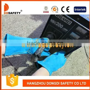 DDSAFETY China Green Cow Split Welding Glove With Reinforced And Double Palm Glove thumbnail-1