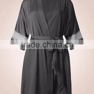 Adult Romper Pajamas Wholesale Custom Satin Lace Insert Dressing Gownpajamas WomenWholesale Custom Made in China thumbnail-2