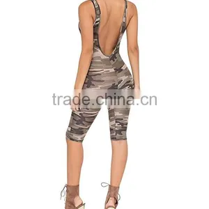 Scoop Neck Camouflage Backless Knee Length Tights Gym Walking Running Sports Suits Sexy Bodycon Jumpsuit Rompers For Women thumbnail-4