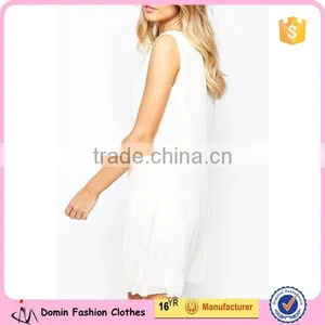 2015 Hot Sale Tailored Sleeveless Shift Dress With Pleats thumbnail-3