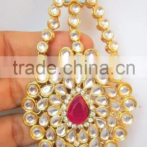 Hair Accessory JHOOMAR JHUMAR Passa TIKA KUNDAN GOLD PLATED thumbnail-2