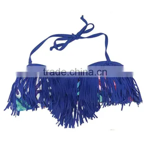 Hot Sale Woman Swimsuit Tassel Design Custom Logo Sexy Mature Bikini thumbnail-2