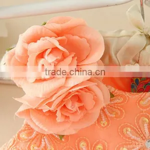 Hot Turkey Wholesale Children Clothes Summer Shiny Performance Dance Dresses Orange One Piece Flower Party Dress Vietnam Dress thumbnail-6