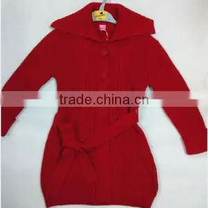 In-stock Salior Collar Short Sleeve Belt Knitted Girls Cardigan Sweater thumbnail-4