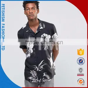 Cheapest Price OEM Service Wholesale Mens Black and White Printed Dress Shirts thumbnail-1