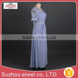 Lace Appliqued Purple Floor-Length Evening Dress thumbnail-2