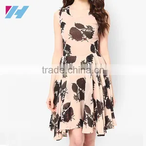 New Fashion Ladies Clothes Sleeveless Pleated Elegant Midi Skater Dress thumbnail-1