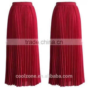 New Arrival Belted Pleated Skirt Women Fashion Chiffon Maxi Skirt 2016 thumbnail-1
