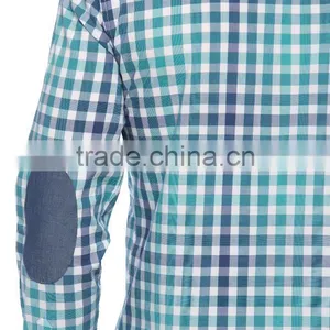 New Design Blue Check Skinny Long Sleeve Buttoned Men Fashino Shirt thumbnail-4